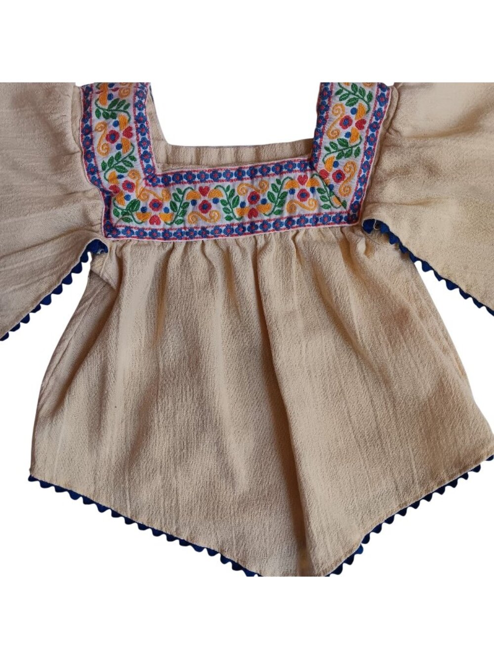 True Vintage Girls Peasant Blouse 9m 12m Baby Mexican Embroidered Cotton 190s